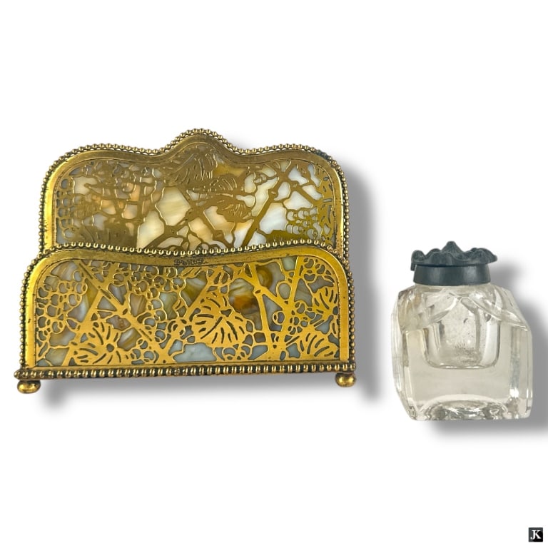 Tiffany Studios Grapevine Slag Glass Letter Holder (1 of 5)