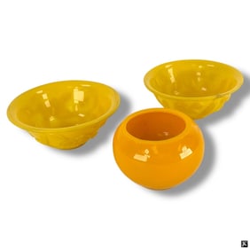 3 Chinese Imperial Yellow Glass Bowls