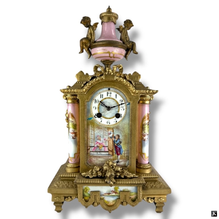 Antique French Bronze & Porcelain Mantel Clock (1 of 6)