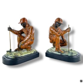 Pair Bronze Golfer Bookends