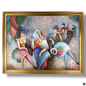 K. Barnes Contemporary Oil/Canvas "Ladies Tea"