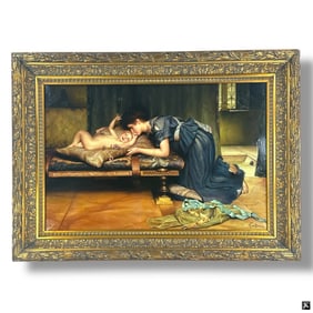 Large Antique Style Decorative Oil on Canvas