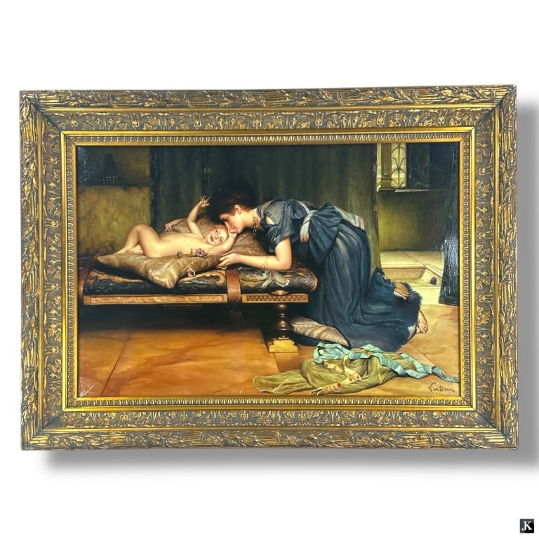Large Antique Style Decorative Oil on Canvas (1 of 6)