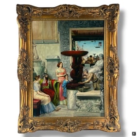 Antique Style Oil/Canvas "Architectural Interior"