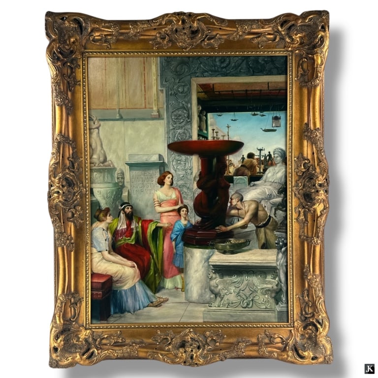 Antique Style Oil/Canvas "Architectural Interior" (1 of 6)