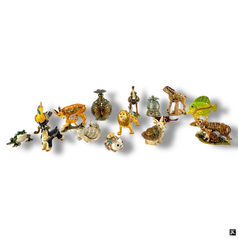 Collection of 15 Enameled Jeweled Trinket Boxes (1 of 4)