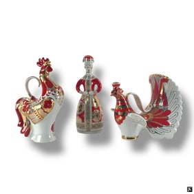 3 Russian Lomonosov Porcelain Decanters