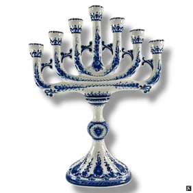 LARGE Russian Gzhel Blue & White Menorah