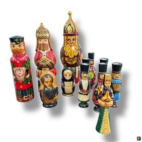 Group of 12 Russian Wood Lacquer Matryoshka