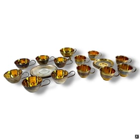 Lot of Silver & Gilt Tea Cup Sets