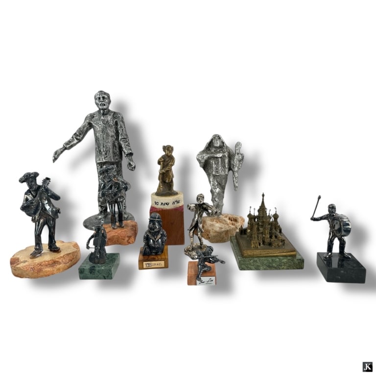 11 Vintage Judaica Figures: 11 Vintage Judaica Figures. Includes Ben Zion, Israeli souvenirs, Tallest measures 11" H. LA/B13/SH:5B