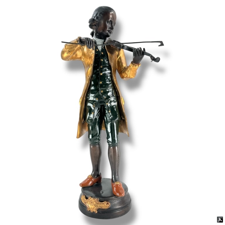 Modern Gregoirey Bronze "Young Mozart": Modern Gregoirey Bronze "Young Mozart". Signed Signed L. Gregoirey on base Good condition. Measures 26" H. LA/B13/SH:10B
