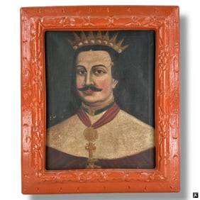 Antique Oil/Canvas Portrait of Louis 1 of Hungary
