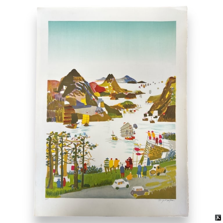 Dong Kingman, 16 Color Lithos "Yellow River": Dong Kingman, Chinese American (1911 - 2000). A collection of 16 color lithographs arches paper (watermark), titled "Yellow River ". Limited Edition A.P.. Pencil signed and approved by the artist. Unf