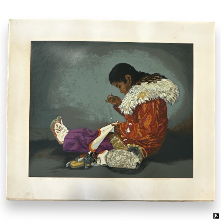 Lunda Hoyle Gill, 36 Serigraphs "Sewing My Mukluks (1 of 4)