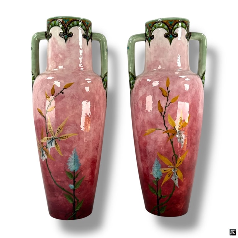 Pr Sevres Art Nouveau Henry Gaupillat Orchid Vases (1 of 4)