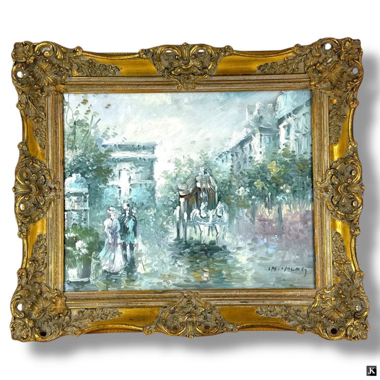 Vintage Oil on Canvas "Paris Street" Signed. (1 of 5)