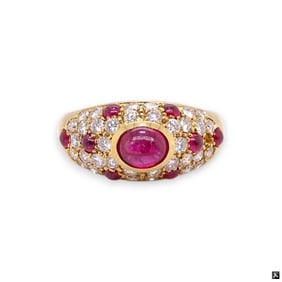 Cartier Ruby and Diamond Cabochon Ring