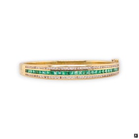 Emerald and Diamond Bangle Bracelet