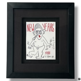 Keith Haring Silkscreen, Invitation New Years 1988
