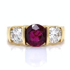 18K Yellow Gold 2.20 Ct. Ruby & Diamond Ring