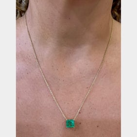 14K Yellow Gold 4.00 Ct. Emerald Necklace