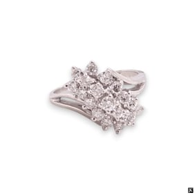 14K White Gold Diamond Cluster Ring