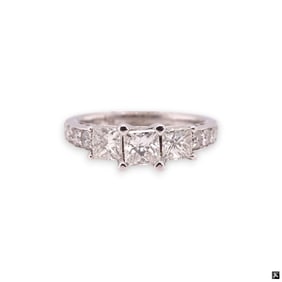14K Three Diamond Engagement Ring 1CTW