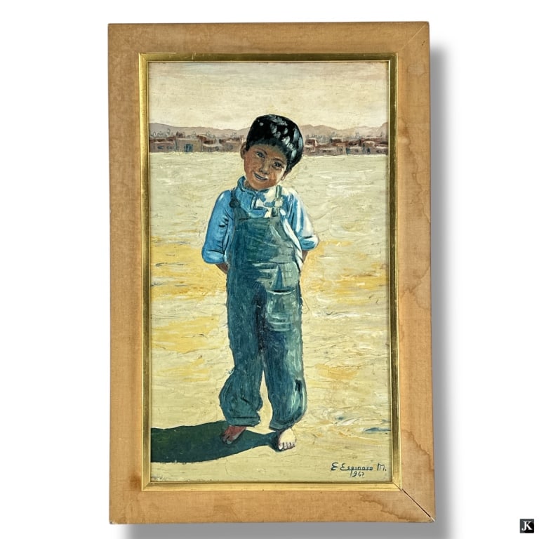 Mid Century E. Espinosa M Oil/Board "Young Boy" (1 of 5)