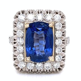 18K Yellow Gold GIA Certified 6.71 Ct. Sapphire &