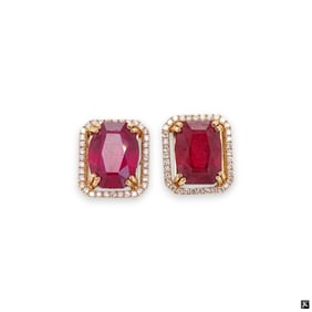 14K Diamond & Gem Stone Earrings