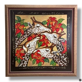 Luis Sottil Oil on Canvas "Giraffes"