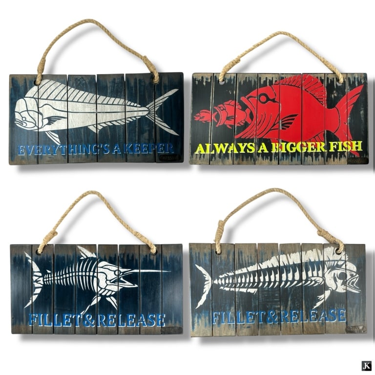 4 Sport Fishing Decorative Wood Wall Hangings (1 of 6)