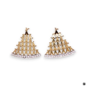 14K V Shape Diamond Earrings
