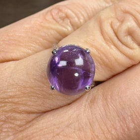 1960’s 18K White Gold Amethyst & Diamond Ring