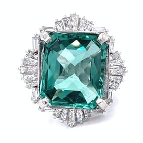 Platinum Diamond & Quartz Ring
