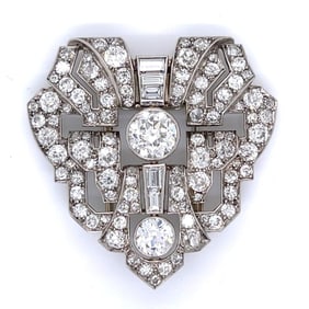 French Art Deco Platinum Diamond Brooch