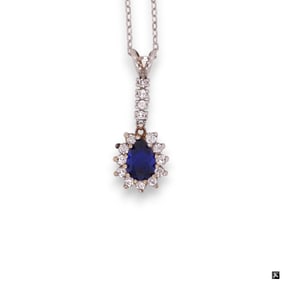 14K Sapphire And Diamond Necklace