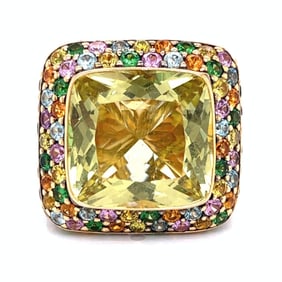 ZORAD 18K Yellow Gold Citrine & Colored Sapphire R