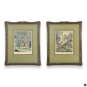 Two 19C French Color Engravings "Children Playing"