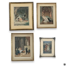 Collection of 4 Antique Color Prints