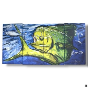Ed Anderson Printed Metal Quadriptych "Dolphin"
