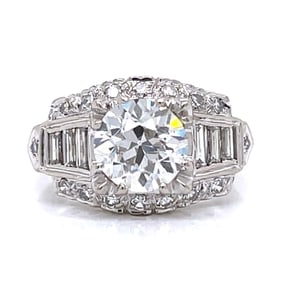 Art Deco 14K White Gold GIA Certified 2.14 Ct.