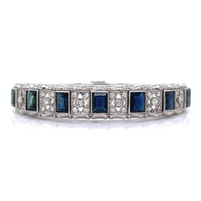 Art Deco Platinum Sapphire & Diamond Bangle Bracel