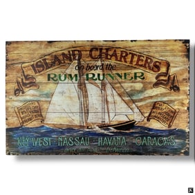 Decorative Beach House Wood Sign "Island Charters"
