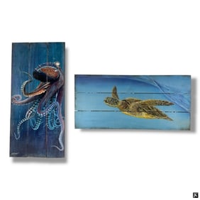 2 Eddie Forbes Prints on Wood "Sealife"