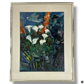 Marc Chagall Print Bouquet of Flowers with Lovers