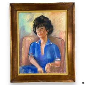 Vintage Pastel on Paper Portrait Of A Woman