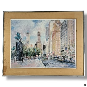 Kamil Kubik Color Lithograph "City Street"