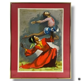 Sandu Liberman Color Lithograph "Dancers"
